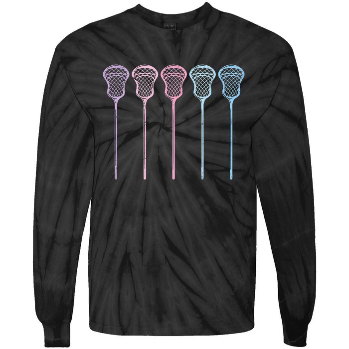 Lacrosse Lacrosse Sticks Woman Girl Retro Tie-Dye Long Sleeve Shirt