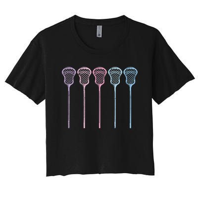 Lacrosse Lacrosse Sticks Woman Girl Retro Women's Crop Top Tee