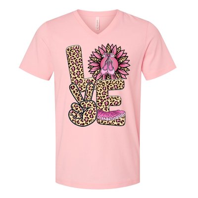 Love Leopard Sunflower Baby Girls Shoes Graphic Plus Size V-Neck T-Shirt