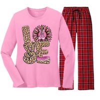 Love Leopard Sunflower Baby Girls Shoes Graphic Plus Size Women's Long Sleeve Flannel Pajama Set 