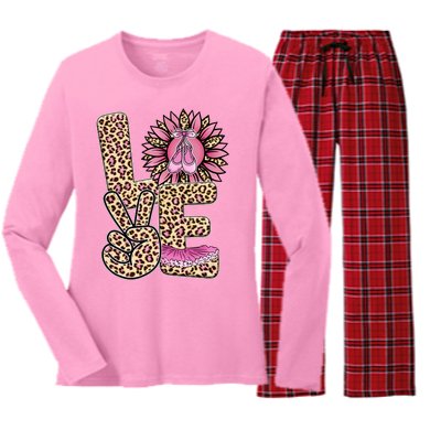 Love Leopard Sunflower Baby Girls Shoes Graphic Plus Size Women's Long Sleeve Flannel Pajama Set 