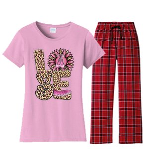 Love Leopard Sunflower Baby Girls Shoes Graphic Plus Size Women's Flannel Pajama Set