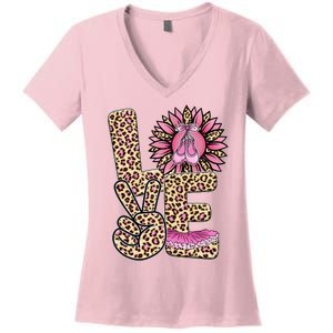 Love Leopard Sunflower Baby Girls Shoes Graphic Plus Size Women's V-Neck T-Shirt