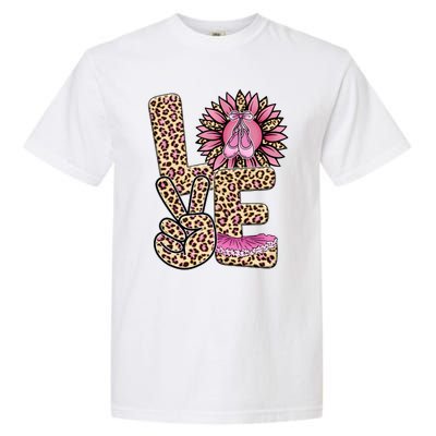 Love Leopard Sunflower Baby Girls Shoes Graphic Plus Size Garment-Dyed Heavyweight T-Shirt