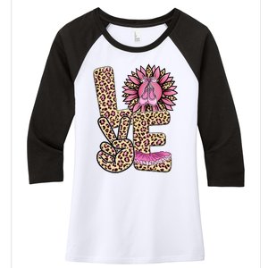 Love Leopard Sunflower Baby Girls Shoes Graphic Plus Size Women's Tri-Blend 3/4-Sleeve Raglan Shirt