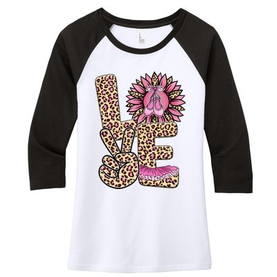 Love Leopard Sunflower Baby Girls Shoes Graphic Plus Size Women's Tri-Blend 3/4-Sleeve Raglan Shirt