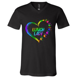 Lunch Lady School Cafeteria Life Funny Cute Valentines Day V-Neck T-Shirt