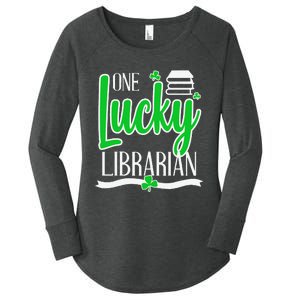 Lucky Librarian St Patricks Day Library Science Major Gift Women's Perfect Tri Tunic Long Sleeve Shirt