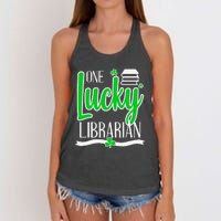 Lucky Librarian St Patricks Day Library Science Major Gift Women's Knotted Racerback Tank