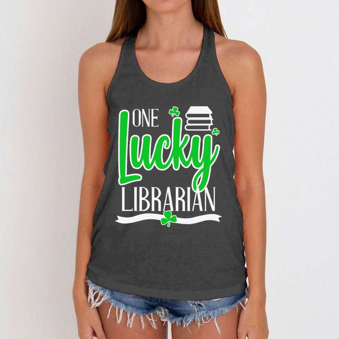 Lucky Librarian St Patricks Day Library Science Major Gift Women's Knotted Racerback Tank