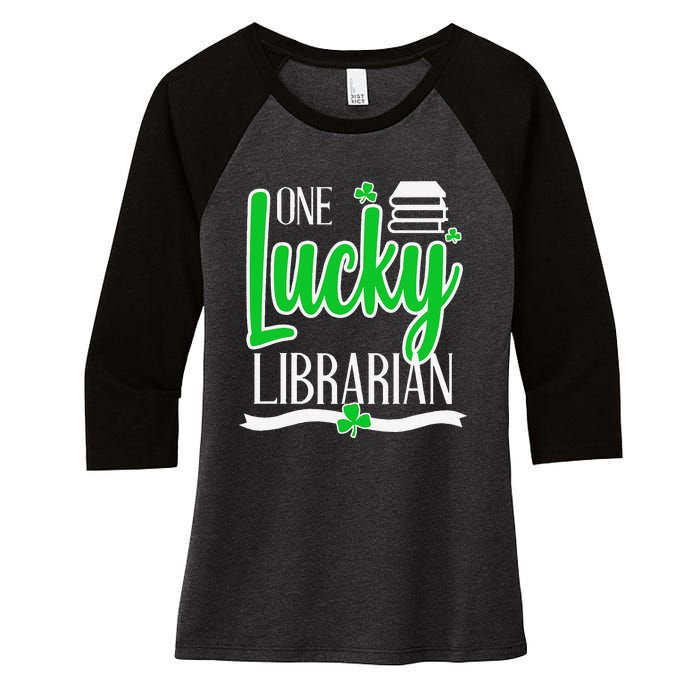 Lucky Librarian St Patricks Day Library Science Major Gift Women's Tri-Blend 3/4-Sleeve Raglan Shirt