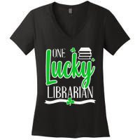 Lucky Librarian St Patricks Day Library Science Major Gift Women's V-Neck T-Shirt