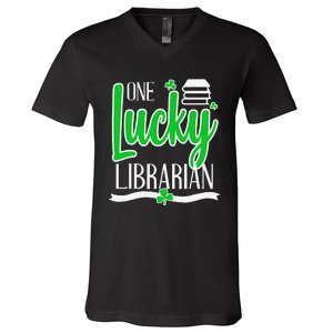 Lucky Librarian St Patricks Day Library Science Major Gift V-Neck T-Shirt