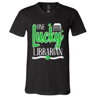 Lucky Librarian St Patricks Day Library Science Major Gift V-Neck T-Shirt