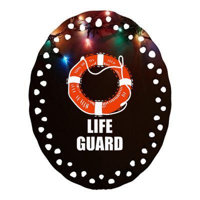 Lifebuoy Lifeguard Swimming Float Ceramic Oval Ornament