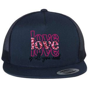 Love Leopard Skin Graphic Cute Gift Flat Bill Trucker Hat