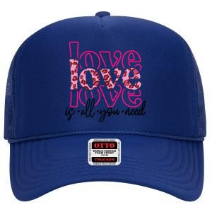 Love Leopard Skin Graphic Cute Gift High Crown Mesh Back Trucker Hat