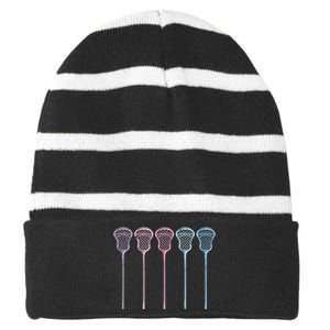 Lacrosse Lacrosse Sticks Woman Striped Beanie with Solid Band