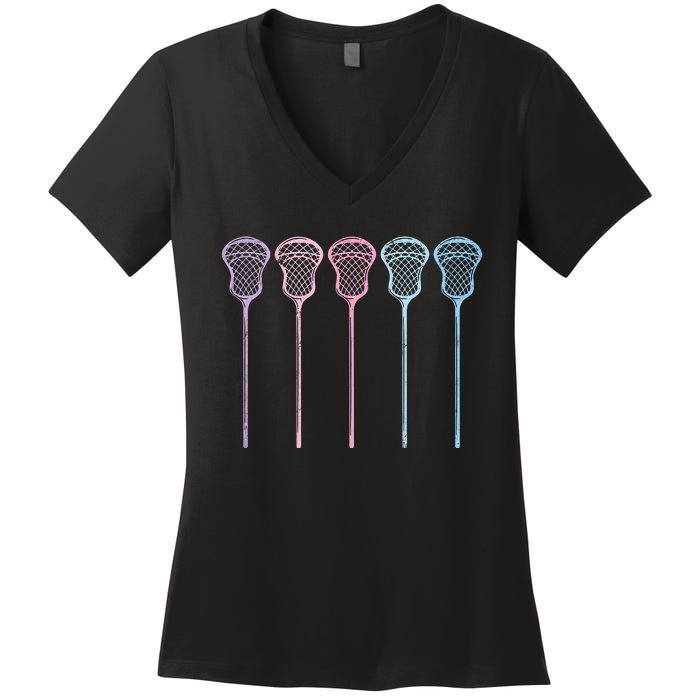 Lacrosse Lacrosse Sticks Woman Women's V-Neck T-Shirt