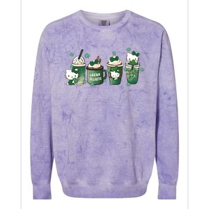 Lucky Latte St Patrick's Day Shamrock Kitty Lucky Latte Colorblast Crewneck Sweatshirt