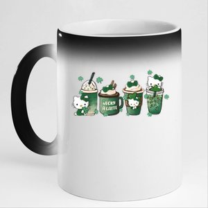 Lucky Latte St Patrick's Day Shamrock Kitty Lucky Latte 11oz Black Color Changing Mug