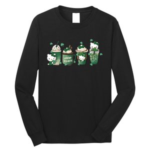 Lucky Latte St Patrick's Day Shamrock Kitty Lucky Latte Long Sleeve Shirt