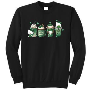 Lucky Latte St Patrick's Day Shamrock Kitty Lucky Latte Sweatshirt