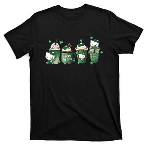 Lucky Latte St Patrick's Day Shamrock Kitty Lucky Latte T-Shirt