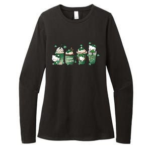 Lucky Latte St Patrick's Day Shamrock Kitty Lucky Latte Womens CVC Long Sleeve Shirt