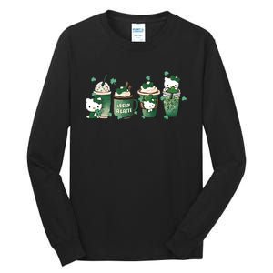 Lucky Latte St Patrick's Day Shamrock Kitty Lucky Latte Tall Long Sleeve T-Shirt