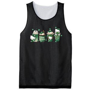 Lucky Latte St Patrick's Day Shamrock Kitty Lucky Latte Mesh Reversible Basketball Jersey Tank