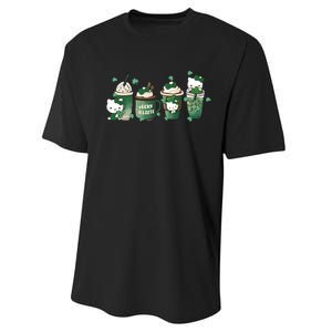 Lucky Latte St Patrick's Day Shamrock Kitty Lucky Latte Performance Sprint T-Shirt