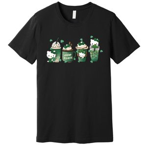 Lucky Latte St Patrick's Day Shamrock Kitty Lucky Latte Premium T-Shirt