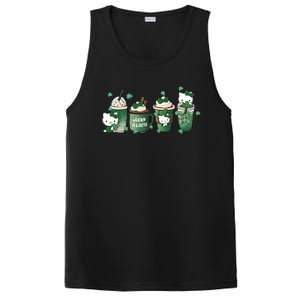 Lucky Latte St Patrick's Day Shamrock Kitty Lucky Latte PosiCharge Competitor Tank