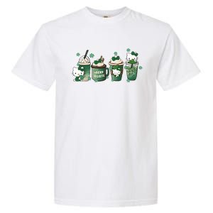 Lucky Latte St Patrick's Day Shamrock Kitty Lucky Latte Garment-Dyed Heavyweight T-Shirt