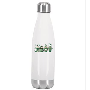 Lucky Latte St Patrick's Day Shamrock Kitty Lucky Latte Stainless Steel Insulated Water Bottle