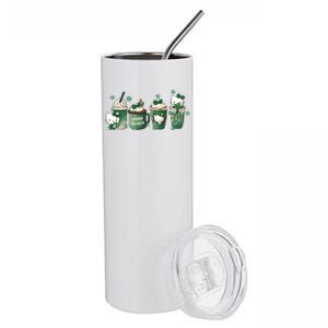 Lucky Latte St Patrick's Day Shamrock Kitty Lucky Latte Stainless Steel Tumbler