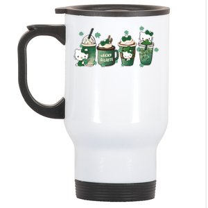 Lucky Latte St Patrick's Day Shamrock Kitty Lucky Latte Stainless Steel Travel Mug