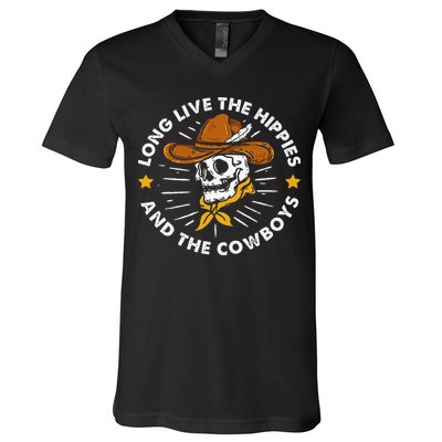 Long Live The Hippies And The Cowboys V-Neck T-Shirt
