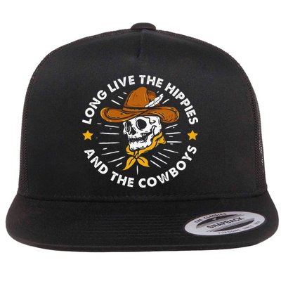 Long Live The Hippies And The Cowboys Flat Bill Trucker Hat