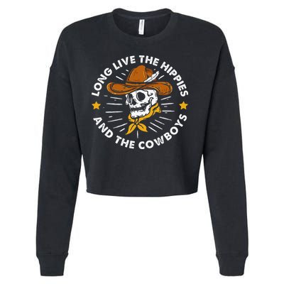 Long Live The Hippies And The Cowboys Cropped Pullover Crew