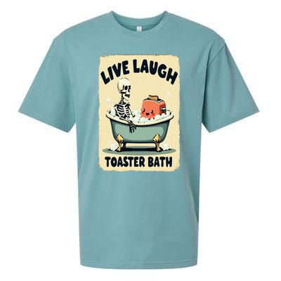 Live Laugh Toaster Bath Skeleton Vintage Funny Saying Sueded Cloud Jersey T-Shirt