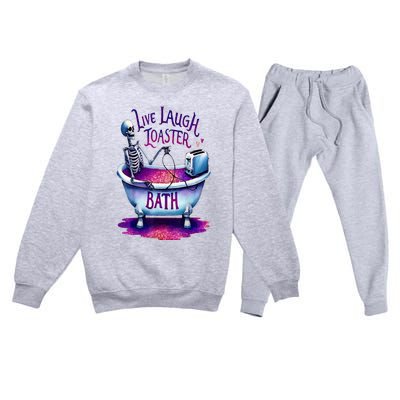 Live Laugh Toaster Bath Premium Crewneck Sweatsuit Set