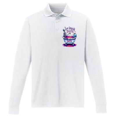 Live Laugh Toaster Bath Performance Long Sleeve Polo