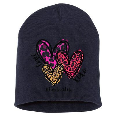 Love Lab Tech Life Heart Leopard Costume Valentine's Day Short Acrylic Beanie