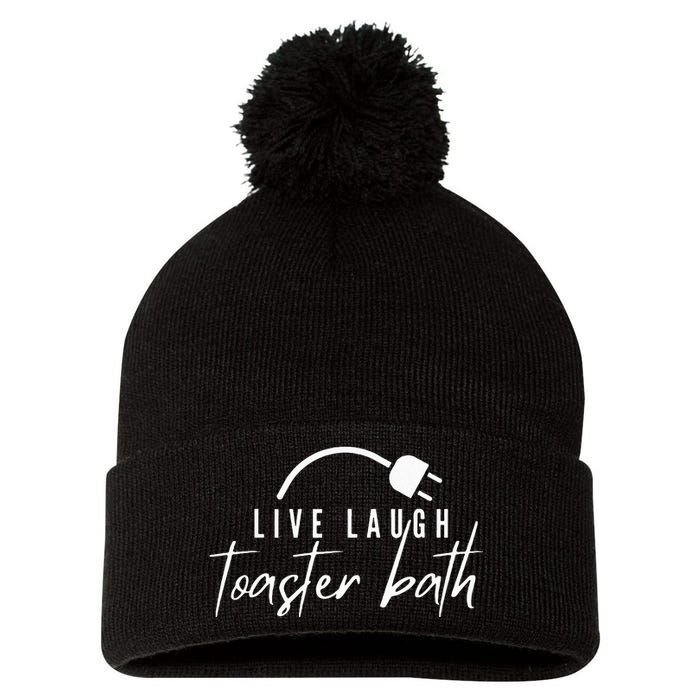 Live Laugh Toaster Bath Pom Pom 12in Knit Beanie