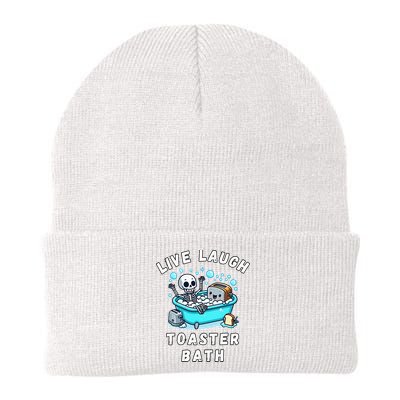 Live Laugh Toaster Bath Sarcastic Unhinged Meme Saying Beanie