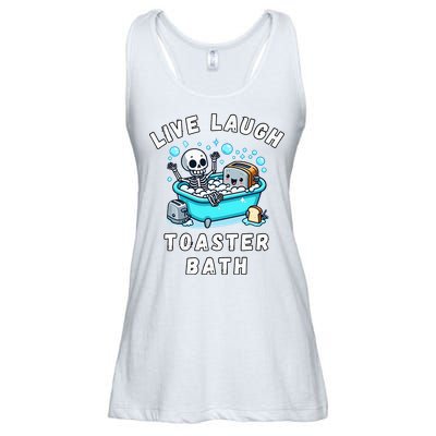 Live Laugh Toaster Bath Sarcastic Unhinged Meme Saying Ladies Essential Flowy Tank
