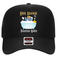 Live Laugh Toaster Bath High Crown Mesh Back Trucker Hat