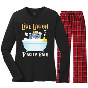 Live Laugh Toaster Bath Women's Long Sleeve Flannel Pajama Set 